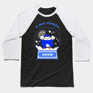 Xmas Season Snow Penguin (Blue) Baseball T-Shirt